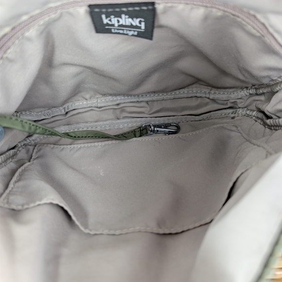 Kipling Sebastian Small Nylon Crossbody Shoulder Bag Jaded Green Monkey Charm - Picture 10 of 16